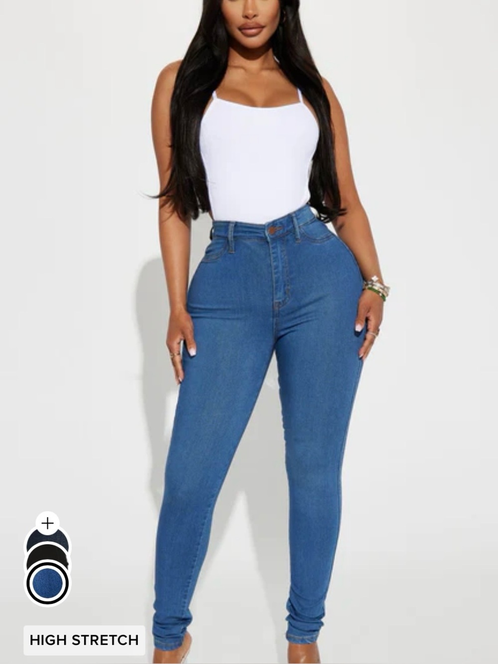 Fashion Nova High-Waist Blue Stretch Skinny Jeans